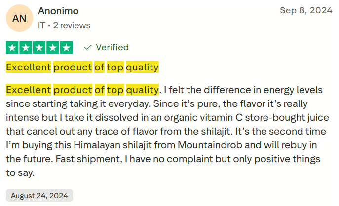 Review from Anonimo