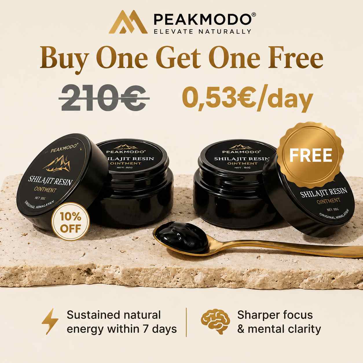 Buy one get one free - 210€ now 0,53€ per day